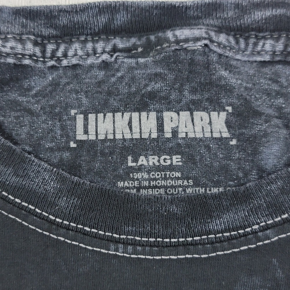 Linkin Park Mens Acid Wash Graphic T-Shirt Black Large Abstract Logo Tee - Picture 2 of 6